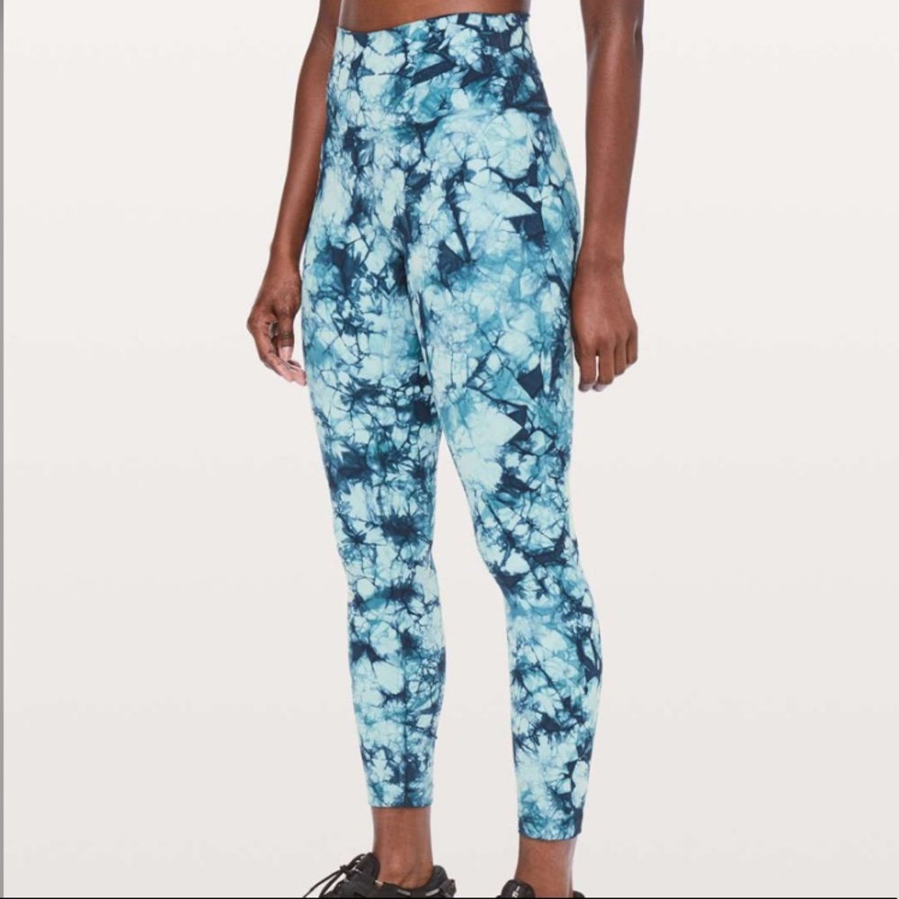 Lululemon Wunder Under Blue Tie Dye Leggings